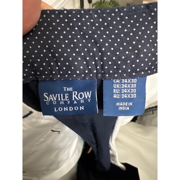 NWT Savile Row Company men’s navy blue flat front pants size 34x30 - Picture 4 of 5